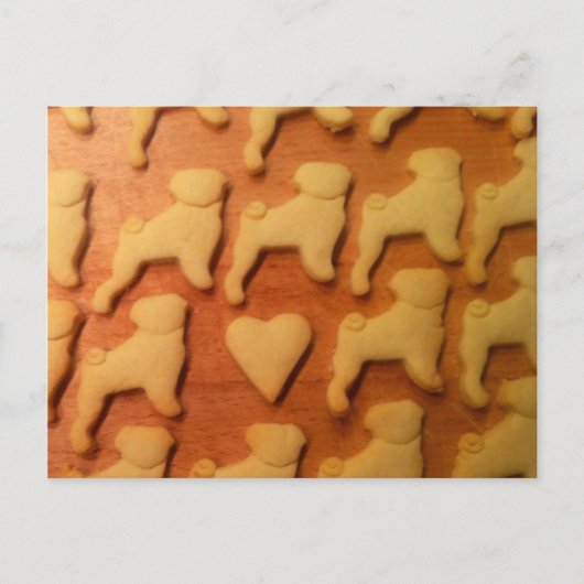 モップスミットヘルツ。パグとハート ポストカード (正面)