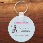 モップハウス清掃サービス付き漫画ガール キーホルダー (正面)