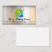 モップホームクリーニングロゴ | メタル背景 名刺 (正面/裏面)