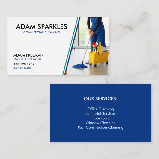 モップモダン及びバケットの商業洗浄 名刺 (正面/裏面)