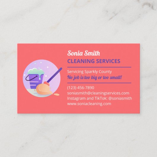 モップ及びバケツ清掃サービスの名刺 名刺 (正面)