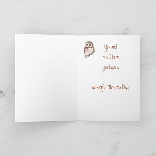 モテおもしろい最高のの日の母ワイズフクロウのユーモア カード (内部)