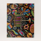 モテカラフルフィスハヌカー(ユダヤ教)メノラー ジグソーパズル (縦)