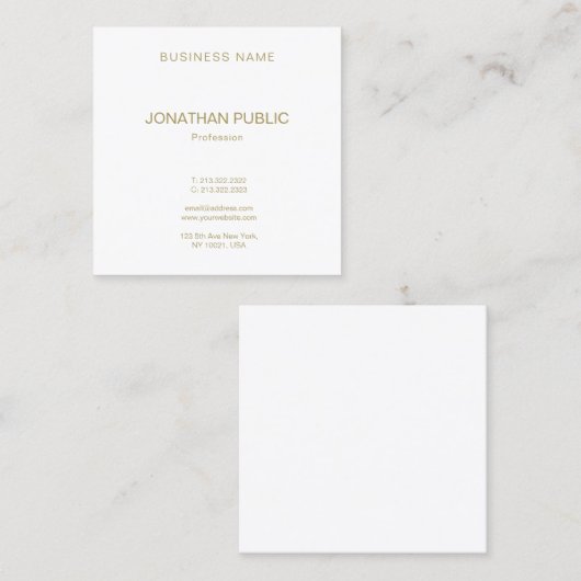 モディッシュエレガント金ゴールド文字フォントシンプルプレーン スクエア名刺 (正面/裏面)