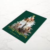 モディッシュグリーンクリスマスツリーフレーム3写真 箔シーズンカード (回転した状態)