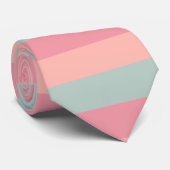 モディッシュトレンディーピーチティール（緑がかった色）カラーストライプズカワイイ ネクタイ (ロール)