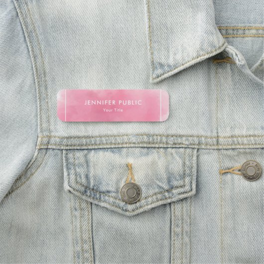 モディッシュピンクウォーターカラーアートエレガントテンプレートモダン 名札 (インサイチュ)