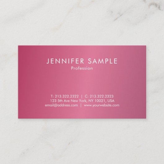 モディッシュホットピンクモダンクリーンスタイリッシュトレンディーデザイン 名刺 (正面)