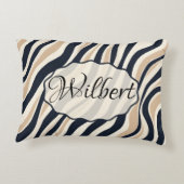 モディッシュ中性波状クリーム炭抽象デザイン アクセントクッション (裏面)