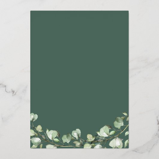 モディッシュ幾何学葉ユーカリス結婚金ゴールド 箔招待状 (裏面)