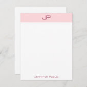 モディッシュ赤面ピンクモノグラムシンプルテンプレートトレンディー ノートカード (正面/裏面)