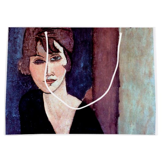 モディリアニの女性の肖像画 ラージペーパーバッグ (正面)