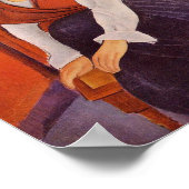 モディリアーニによる赤いショールのジャンヌ・ヘブテルヌ ポスター (角)