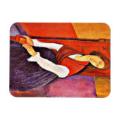 モディリアーニによる赤いショールのジャンヌ・ヘブテルヌ マグネット (横)