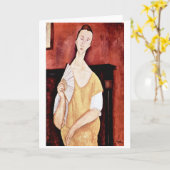 モディリアーニのファンを持った女性 カード (黄色い花)
