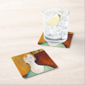 モディリアーニの緑のブラウスの少女 スクエアペーパーコースター (インサイチュ)