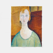 モディリアーニの緑のブラウスの少女 フリースブランケット (正面)