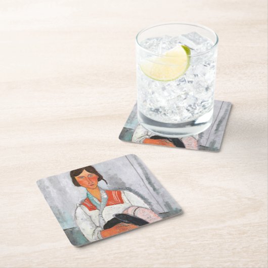 モディリアーニベビージプシーウーマン スクエアペーパーコースター (インサイチュ)