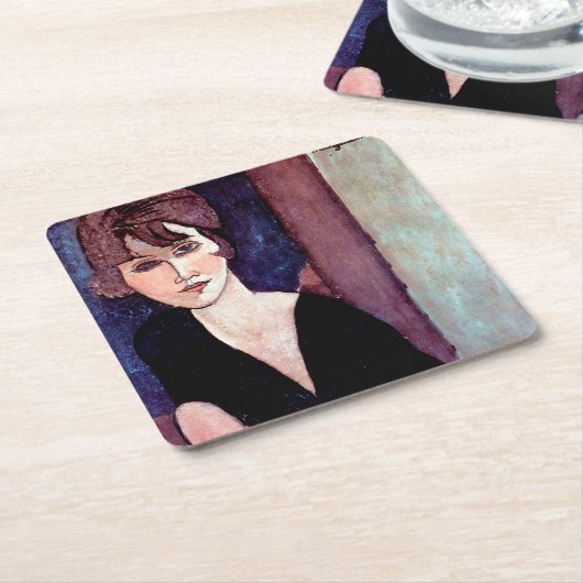 モディリアーニポートレート スクエアペーパーコースター (アングル)