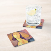 モディリアーニ大帽子を持つ女性 スクエアペーパーコースター (インサイチュ)