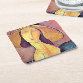 モディリアーニ大帽子を持つ女性 スクエアペーパーコースター (アングル)