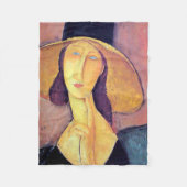 モディリアーニ大帽子を持つ女性 フリースブランケット (正面)