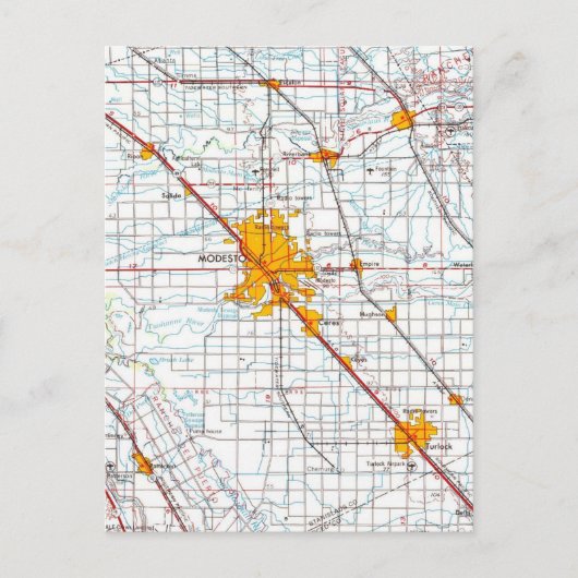 モデストカリフォルニアヴィンテージマップ ポストカード (正面)