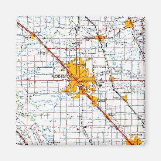 モデストカリフォルニアヴィンテージマップ マグネット (正面)