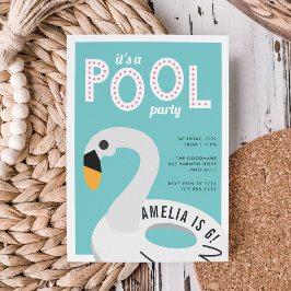 モデュラー スワン | プールパーティー 誕生日招待状 招待状