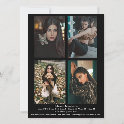 モデリングフォトカードプリントのダウンロード | 5枚の写真がZED 案内状 (裏面)