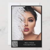 モデリンスタイリッシュグコンプカード5フォトQRコードブラック 招待状 (正面)