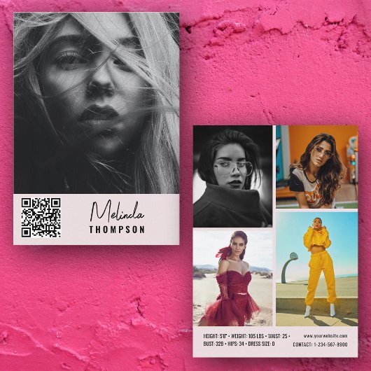 モデリンモダングコンプカード5写真QRコードピンク 招待状