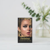 モデルとアクタモダンーのヘッドショットフェイク金ゴールドフレーム 名刺 (スタンド正面)