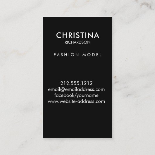 モデルとアクタモダンーのヘッドショットフェイク金ゴールドフレーム 名刺 (裏面)