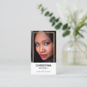 モデルとアクタモダンーのヘッドショットフェイク金ゴールドフレーム 名刺 (スタンド正面)