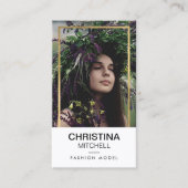 モデルとアクターのヘッドショットフォトフェイク金ゴールドフレーム 名刺 (正面)