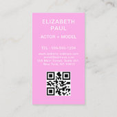 モデルとアクターのヘッドショット写真フェイクピンクのフレーム 名刺 (裏面)