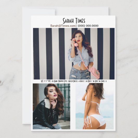 モデルの女性用コンポーネントカードテンプレート 招待状 (正面)