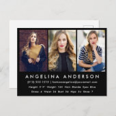 モデルアクターフォトコンプカード黒はがき ポストカード (正面/裏面)