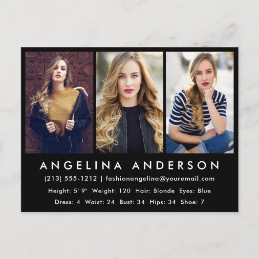 モデルアクターフォトコンプカード黒はがき ポストカード (正面)