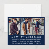 モデルアクターフォトコンポネントカード – 青いはがき ポストカード (正面/裏面)