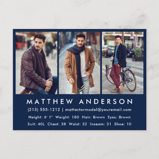 モデルアクターフォトコンポネントカード – 青いはがき ポストカード (正面)