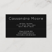 モデルアクター写真のプロモーション 名刺 (裏面)