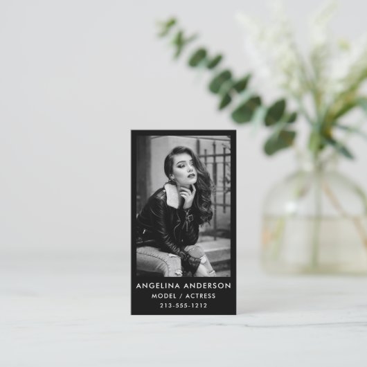 モデルアクター白黒フォトプロフェッショナル 名刺 (スタンド正面)