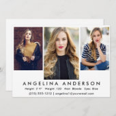 モデルアクター3フォトコンポジットカード |白い前面 招待状 (正面/裏面)