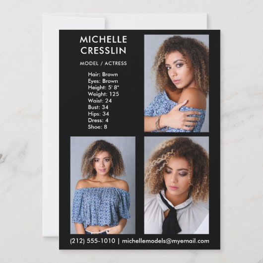 モデルアクター3 Photo Back Comp Zed Card 5.5x7.5Blk 招待状 (裏面)