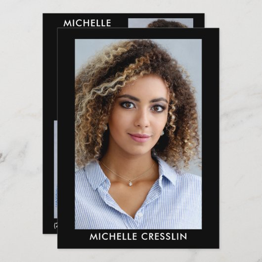 モデルアクター3 Photo Back Comp Zed Card 5.5x7.5Blk 招待状 (正面/裏面)