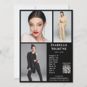 モデルアクター3 Photo CompカードテンプレートブラックQR 招待状 (正面)