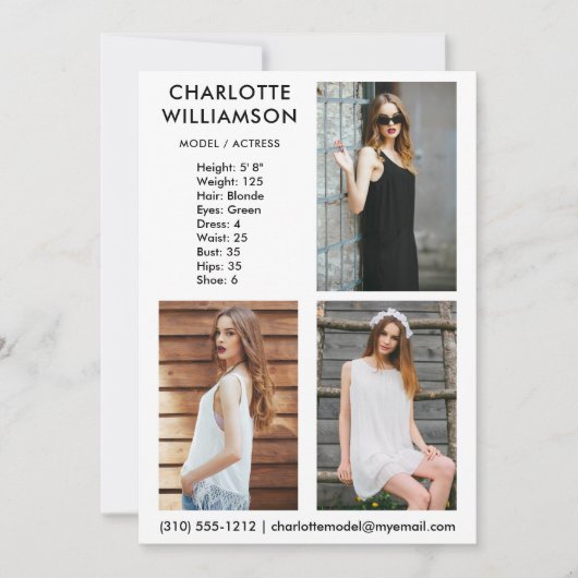 モデルアクター3 Photo Compカード5 x 7 W 招待状 (正面)