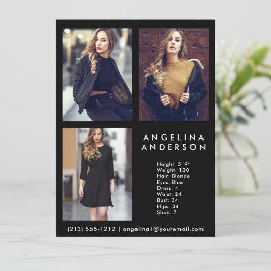 モデルアクター3 Photo Comp Card Blk (スタンド正面)